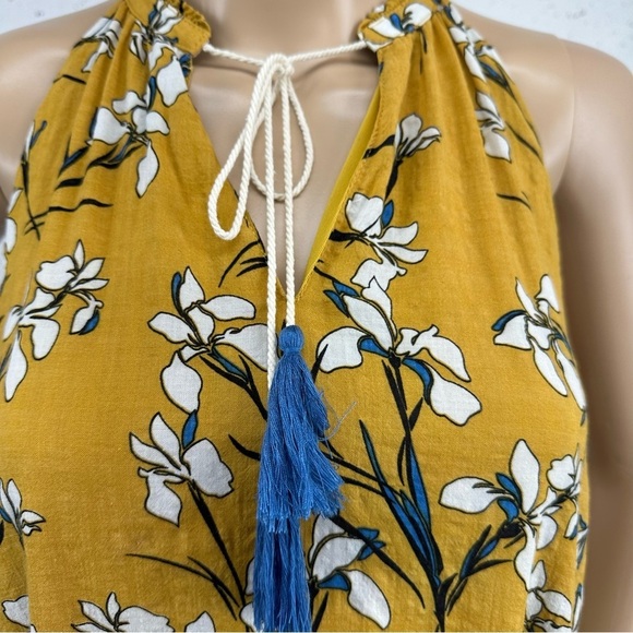 THML Women’s size Medium Mustard Yellow Floral Sleeveless Embroidered Dress - Picture 3 of 12